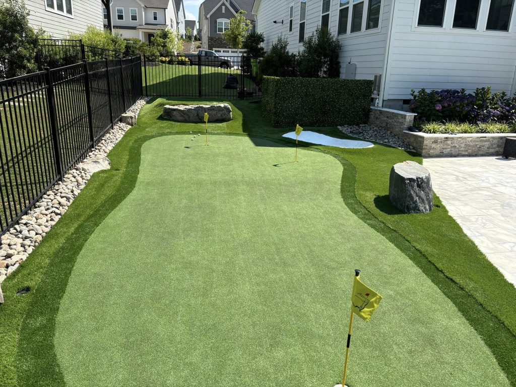 putting green in backyard