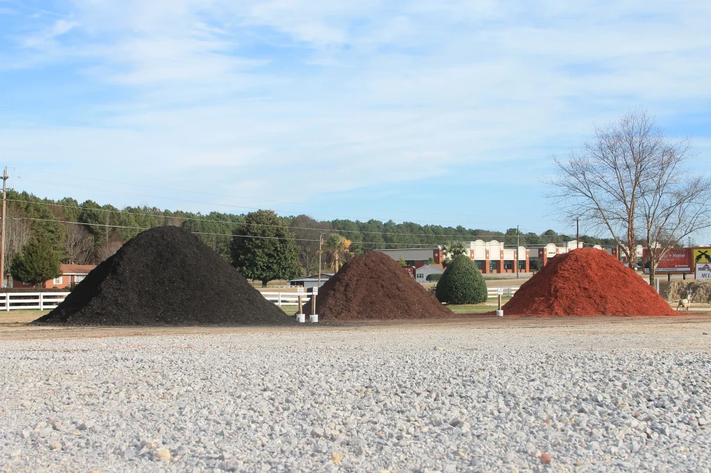 mulch mounds at mulch yard
